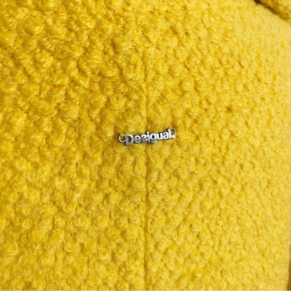 Desigual Yellow Wool Blend Land Abrig Coat Mustard Metallic Zip NWOT 44 - Picture 6 of 12